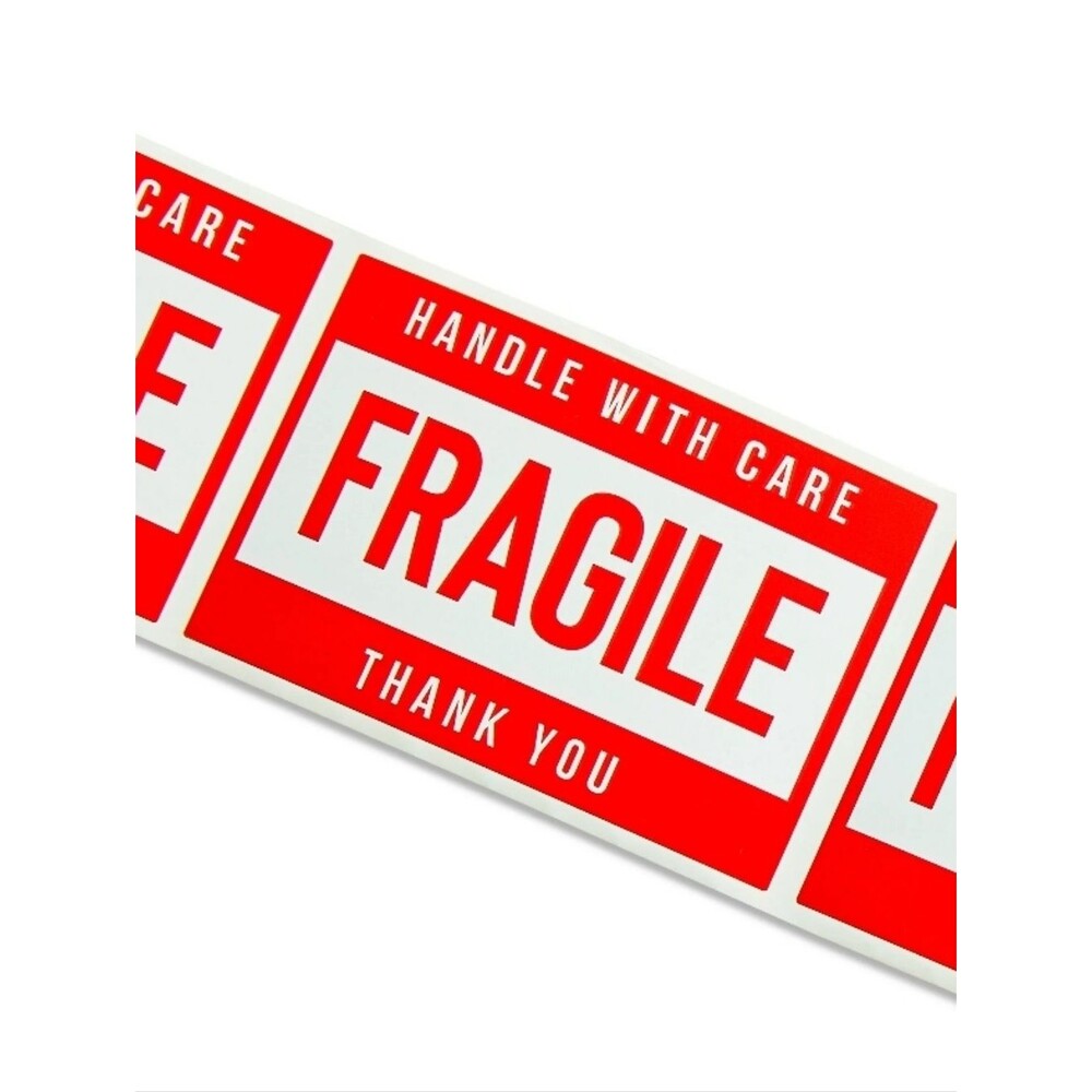 Fragile Handle With Care Warning Labels Red White Ship Package Sell 10 Count